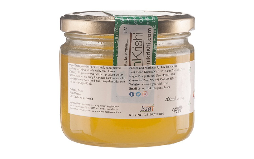 OrganiKrishi A2 Desi Cow Ghee    Glass Jar  200 millilitre